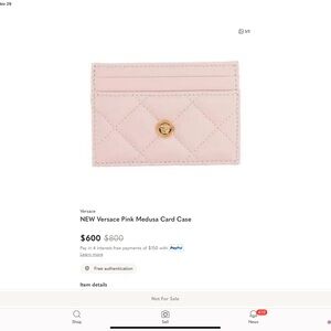 Versace Blush Pink Quilted Card Holder